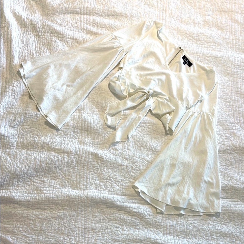 Bell Sleeve Cropped Wrap Blouse